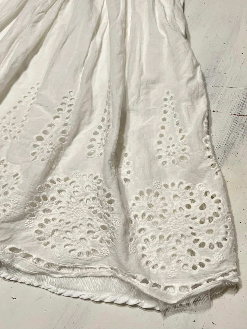 Disney Girls Beauty and the Beast Collection White Cotton Eyelet Dress Sz 14/16